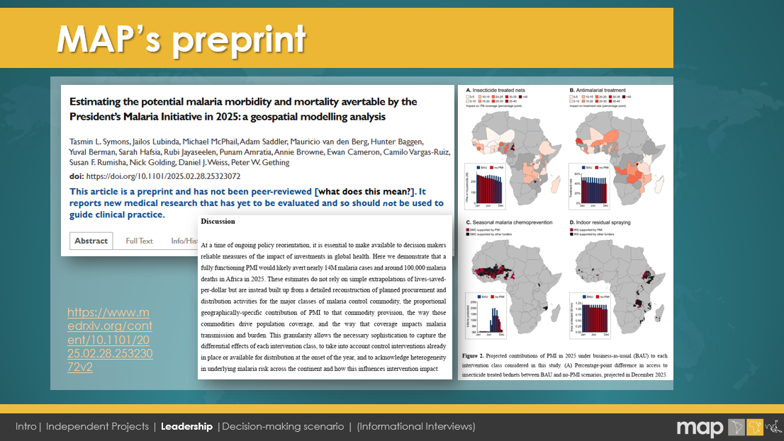 MAP pre-print slide showing funding-impact model