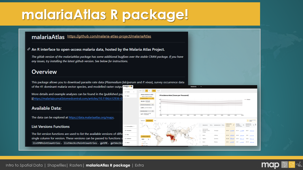 Screenshot of malariaAtlas usage